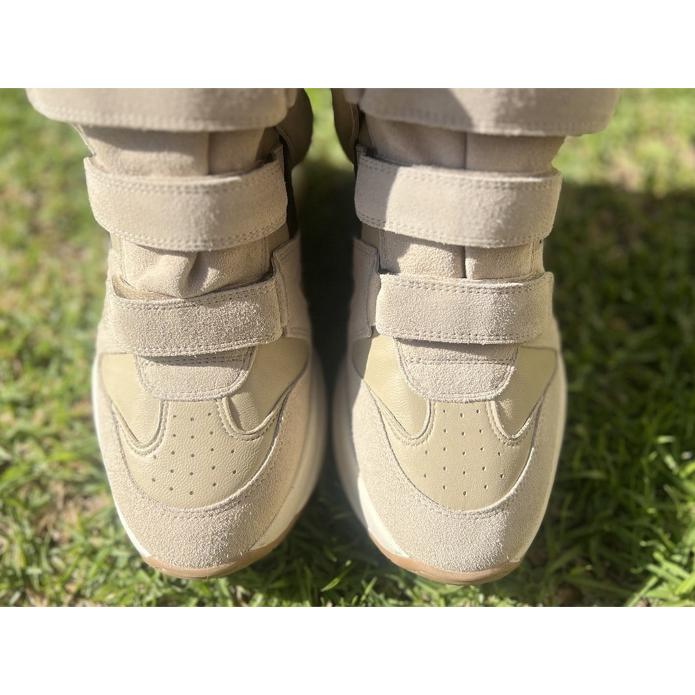 ISABEL MARANT Women’s Balskee High-Top Leather Wedge Sneakers Beige Suede EU 38 - Picture 4 of 12